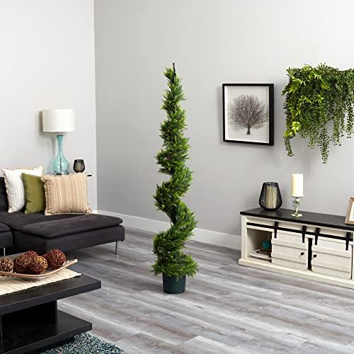 6-Foot Artificial Cypress Spiral Topiary with nursery planter