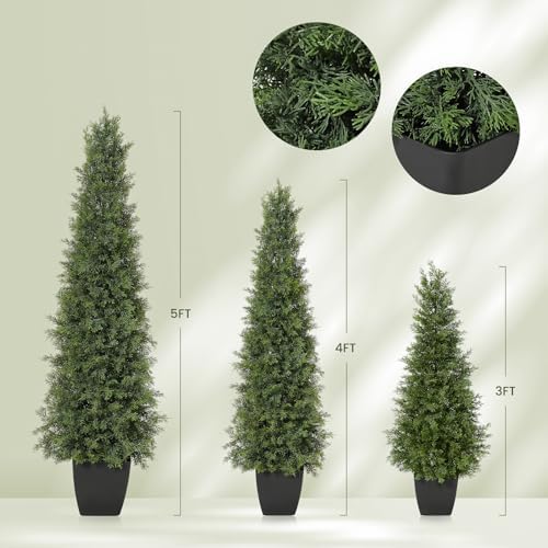 Realistic Cedar Topiary Set