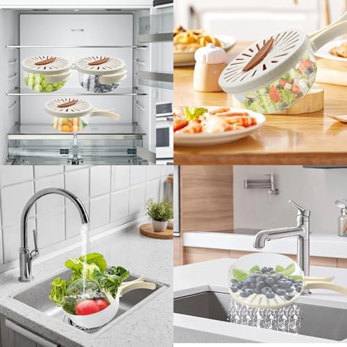 Fruit and Vegetable Drainer with Foldable Handle and Top Knob