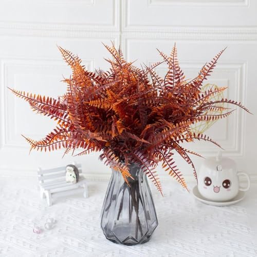 Artificial Fall Plants 8-Piece Fake Boston Fern Plant Set UV-Resistant