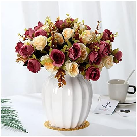 Retro Silk Roses and Hydrangeas Bouquet for DIY Decoration