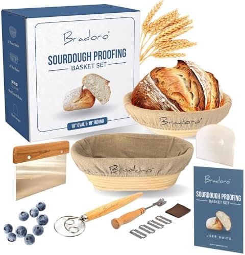 Banneton 10-Inch Round Oval Bread Proofing Basket Set