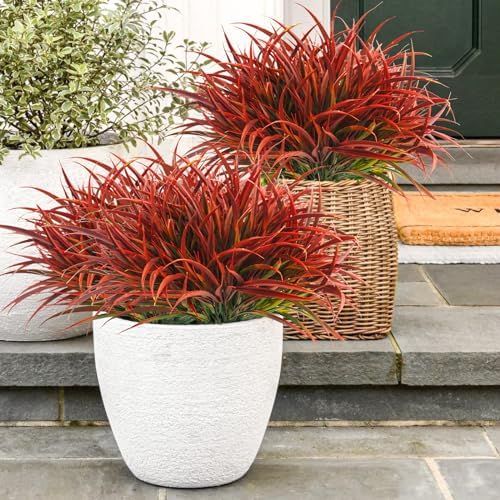 Uieke 28-Bundle Fake Grass Faux Plastic Outdoor Plants