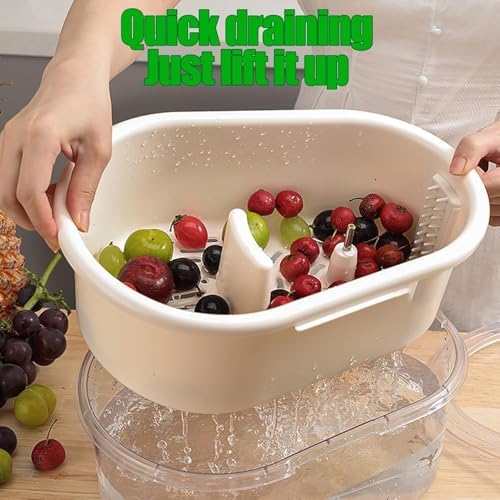 Efficient Rotary Fruit Cleaner with Brush and Colander