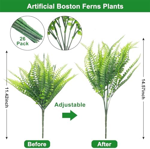 26-Pack Aufind Fake Boston Fern Outdoor Plant Set in Green