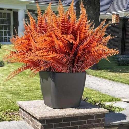 Artificial Fall Plants 8-Piece Fake Boston Fern Plant Set UV-Resistant