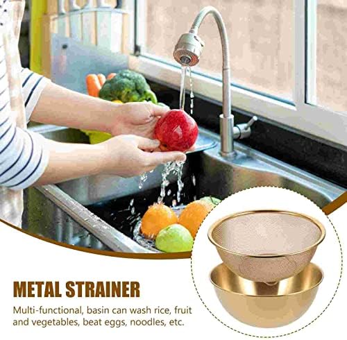 Multifunctional Gold Kitchen Strainer for Rice Vegetables Fruit