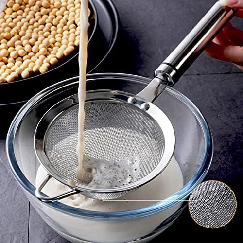Sturdy 4-Inch 188 SS Fine Mesh Food Strainer with Silver Handle