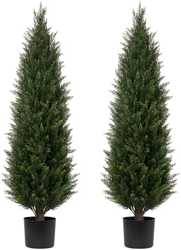 Two-Pack Fake Cedar Topiary Trees for Decor