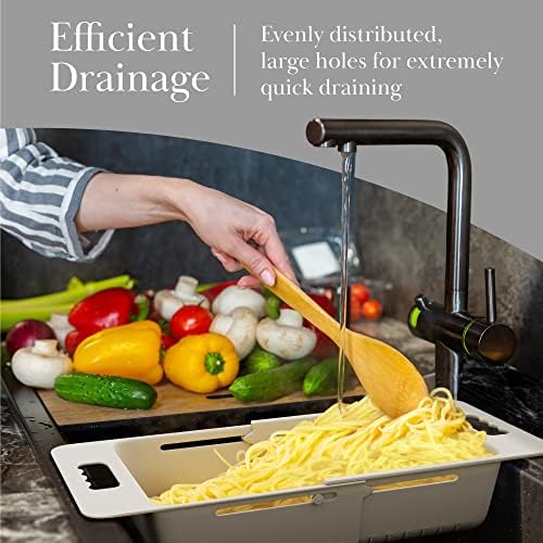 Effortless Kitchen Enhancer Over-the-Sink Colander with Silicone Grip Pads