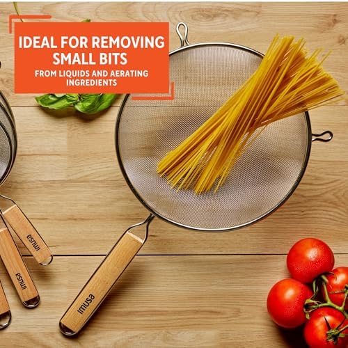 Wood Stainless Steel Strainer Handle 8-Inch