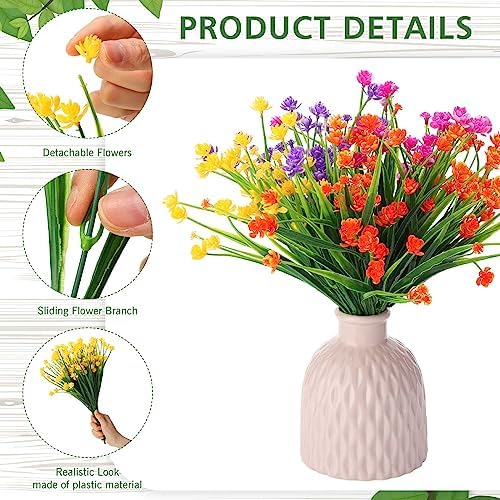 Zeyune 100 Bundles Fake Outdoor Artificial Flowers