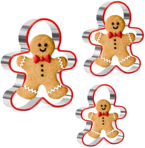 Gingerbread Man Cookie Cutters Set - 3-Piece Stainless Steel
