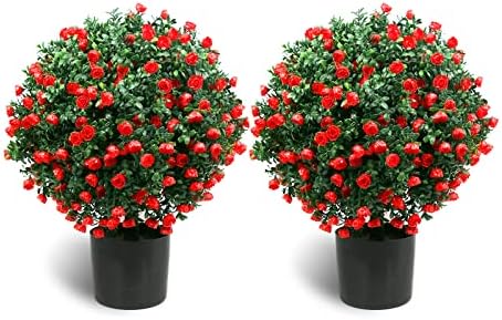 Sunnyglade Artificial Rose Topiary Set Perfect for Home and Garden