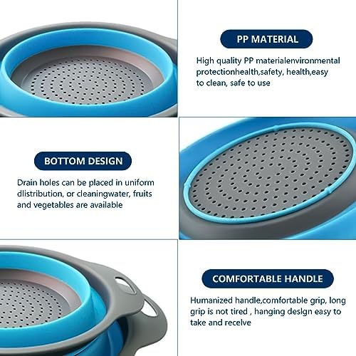 Onfamico Collapsible Colander Set of 3 - Heat Resistant - Kitchen and Travel Use