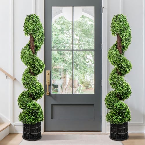 Eco-Friendly Artificial Boxwood Topiary Tree Set of 2
