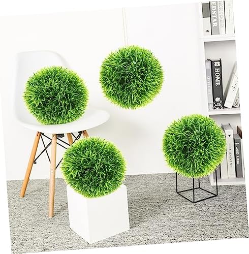 4 Pc Plastic Simulated Grass Balls Eucalyptus