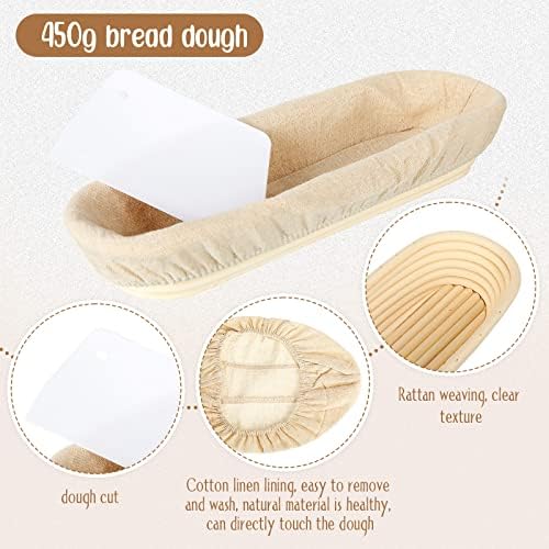 4-Piece 138-inch Oval Banneton Bread Proofing Basket with Liners