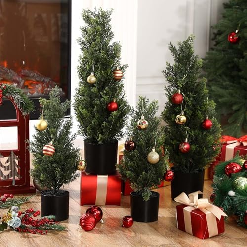 4 Pcs Fake Cedar Topiary Outdoor