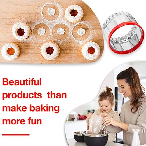 Cookieque 3Pcs Fluted Round Cookie Cutters 3 4 5 Set