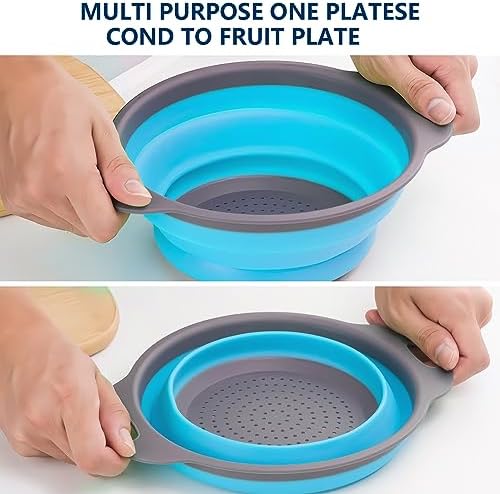 Onfamico Collapsible Colander Set of 3 - Heat Resistant - Kitchen and Travel Use