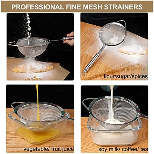 Sturdy 4-Inch 188 SS Fine Mesh Food Strainer with Silver Handle