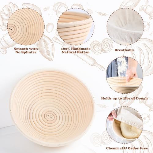 Komiikka Sourdough Bread Proofing Baskets Set of 2 85inch Round