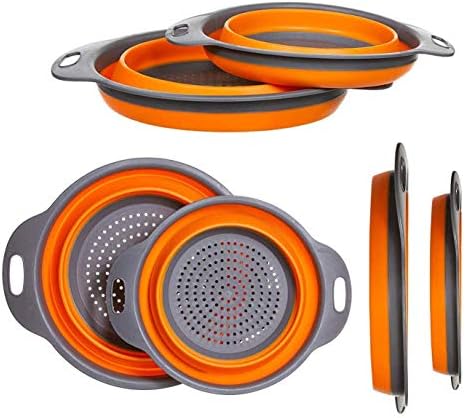 WeTest Space-Saving Collapsible Silicone Pasta Strainer with Optimum Handles