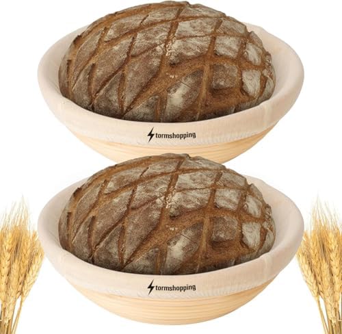 2-Piece Rattan Bread Proofing Basket Set for Baking