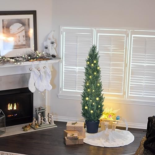 HAIHONG 3Ft Artificial Cedar Faux Cypress Topiary Potted Plant