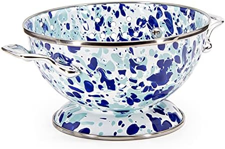 Golden Rabbit Enamelware - 1qt Petite Colander Ocean