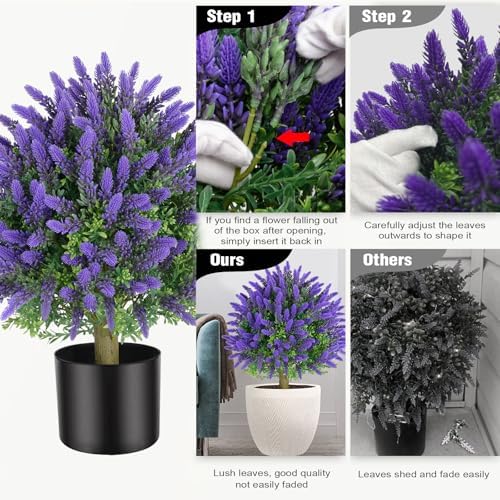 Vitalismo Artificial Topiary 2-Pack 216-inch Tall Faux Lavender