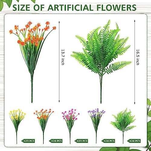 Zeyune 100 Bundles Fake Outdoor Artificial Flowers