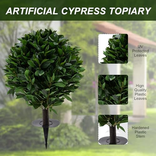 24 Artificial Topiary Trees with Black Pot 2 Pieces Set
