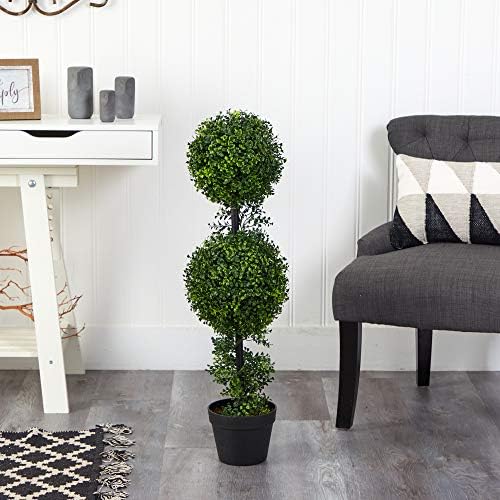 Elegantly Greet Guests with Nearly Natural 34in Boxwood Topiary