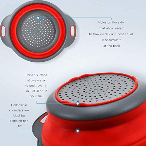 WeTest Space-Saving Collapsible Silicone Pasta Strainer with Optimum Handles