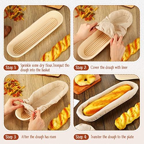 4-Piece 138-inch Oval Banneton Bread Proofing Basket with Liners