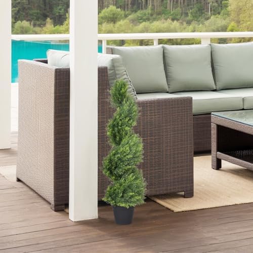 THE BLOOM TIMES 3ft Artificial Spiral Topiary Trees Set of 2