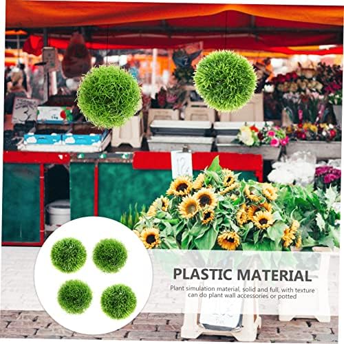 4 Pc Plastic Simulated Grass Balls Eucalyptus