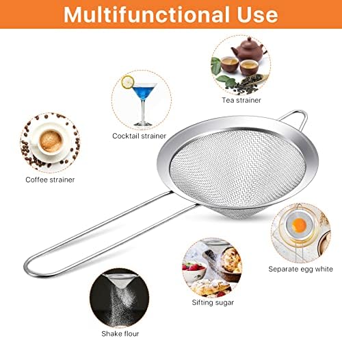Worldity Stainless Steel Small Strainer 4 Inch Reusable Food Grade Mini