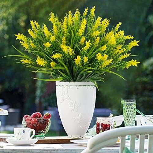 36-Piece Green Turf Fake Grass Outdoor Decor - Yellow