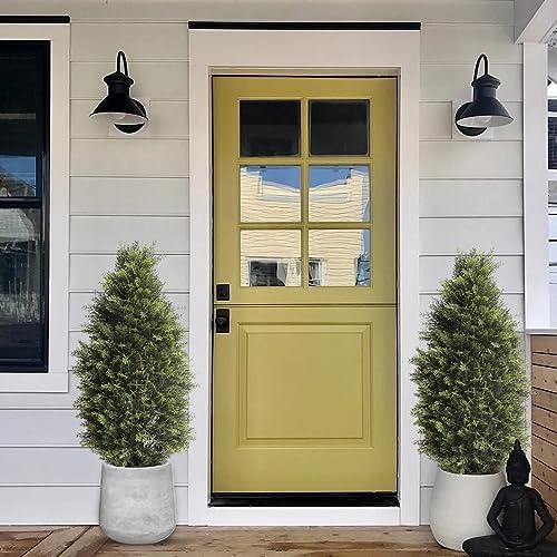Elegant 3FT Artificial Cedar Topiary for Front Porch