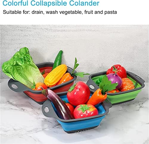 Premium Collapsible silicone colander set Durable dishwasher-safe for Kitchen Travel