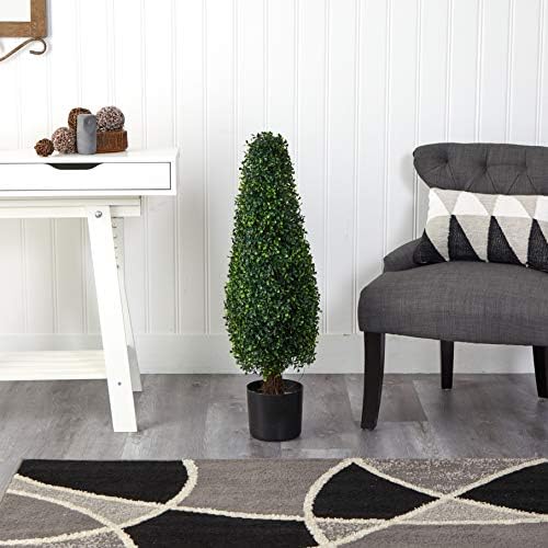 3ft Boxwood Tower Topiary Nearly Natural UV Resistant IndoorOutdoor