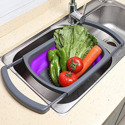 Prime Cook Purple Collapsible Silicone Kitchen ColanderStrainer