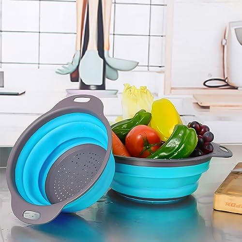 Onfamico Collapsible Colander Set of 3 - Heat Resistant - Kitchen and Travel Use