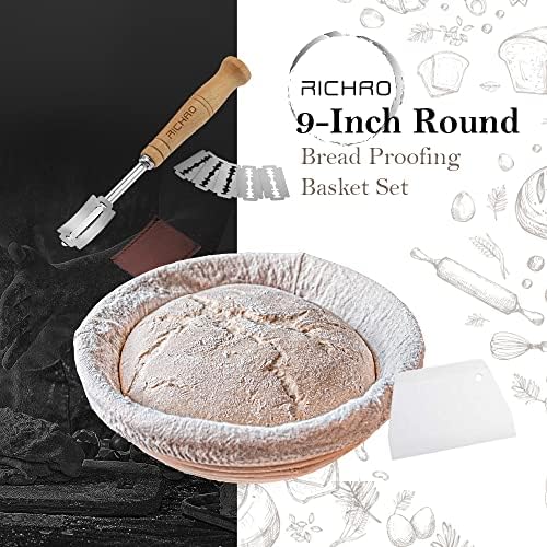 Richro 2 Pack 9-Inch Round Banneton Proofing Basket for Sourdough Bread