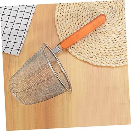Mikinona 2pcs Stainless Steel Food Strainer With Bamboo Handle