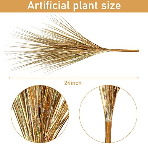 Glittery Realistic Artificial Onion Grass Shrubs 6 Pack