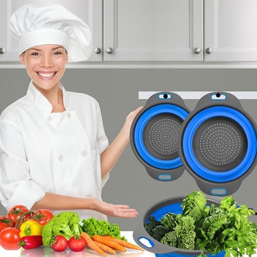 Compact Blue Kitchen Strainer Set for Multifunctional Use